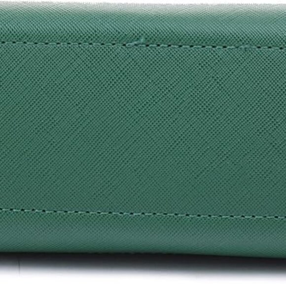 Neiman Marcus Kelly Green Saffiano Faux Leather Satchel Bag - Picture 3 of 5